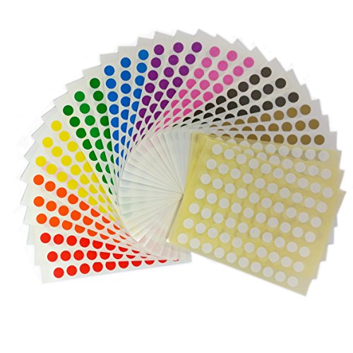 2,100 STICKY COLOURED 8mm LABELS DOTS CIRCLES SELF ADHESIVE [TEN COLOURS] 232755 by Ivy Stationery