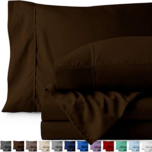 Book Cover Bare Home Twin XL Sheet Set - College Dorm Size - Premium 1800 Ultra-Soft Microfiber Sheets Twin Extra Long - Double Brushed - Hypoallergenic - Wrinkle Resistant (Twin XL, Cocoa)