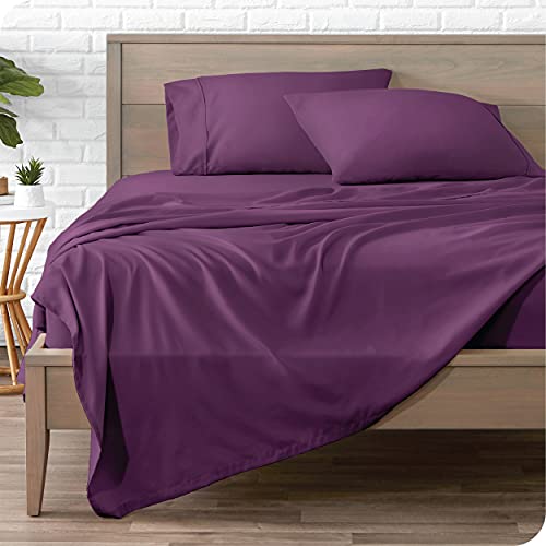 Book Cover Bare Home Twin XL Sheet Set - College Dorm Size - Premium 1800 Ultra-Soft Microfiber Twin Extra Long Sheets - Double Brushed - Twin XL Sheets Set - Deep Pocket - Bed Sheets (Twin XL, Plum)
