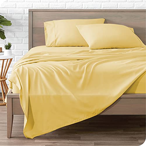 Bare Home Twin XL Sheet Set - College Dorm Size - Premium 1800 Ultra-Soft Microfiber Twin Extra Long Sheets - Double Brushed - Twin XL Sheets Set - Deep Pocket - Bed Sheets (Twin XL, Lemon Drop)