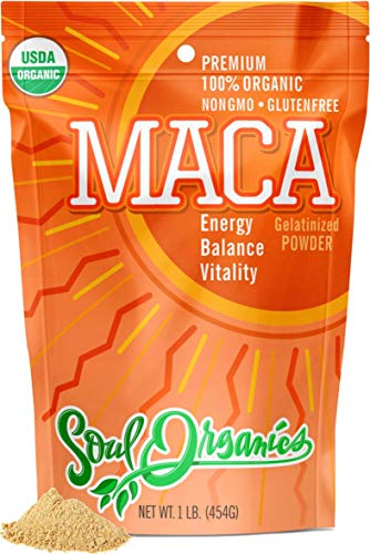 Soul Organics Maca Powder - USDA Organic and Gelatinized for Enhanced Bio-availability, 1 Pound