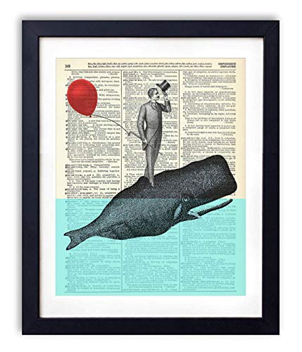 A Whale Of A Good Time, Vintage Dictionary Art Print, Modern Contemporary Wall Art For Home Decor, Boho Art Print Poster, Country Farmhouse Wall Decor 8x10 Inches, Ready to Frame