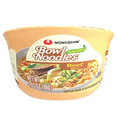 Nongshim Bowl Noodle Soup, Savory Beef Flavor, 3.03 Ounce (Pack of 6)