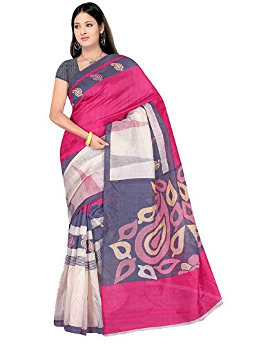 Winza Designer Cotton Saree with Blouse Piece (1133+(pink)_White Pink_Free Size)