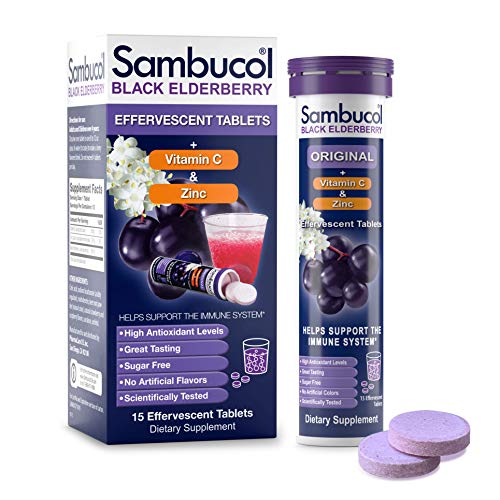 Sambucol Black Elderberry plus Vitamin C & Zinc, 15 Effervescent Tablets
