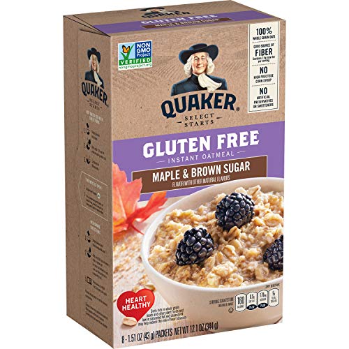 Book Cover Quaker Instant Oatmeal, Gluten Free, Maple & Brown Sugar, Breakfast Cereal, 12.1 Oz (Pack of 6)