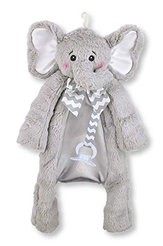 Book Cover Bearington Baby Lil’ Spout Pacifier Pet, Gray Elephant Plush Stuffed Animal Lovie and Paci Holder, 15