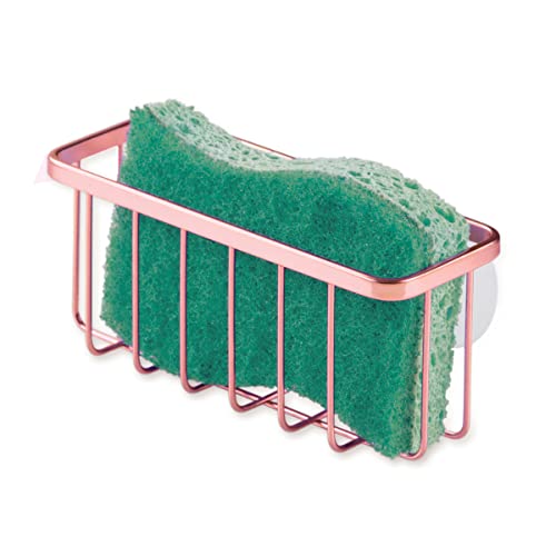 iDesign Gia Kitchen Sink Suction Holder for Sponges, Scrubbers, Soap, Kitchen, Bathroom, 6.75" x 2.5" x 2.5", Copper