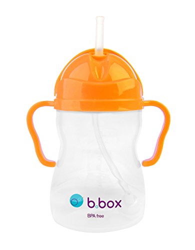 Book Cover b.box Sippy Cup with Innovative Weighted Straw | Easy-Grip Handles | Color: Neon Orange Zing | 8 oz. | BPA-Free | Phthalates & PVC Free | Dishwasher Safe