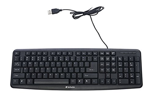 Verbatim Slimline Keyboard - Wired with USB Accessibility - Mac & PC Compatible - Black - 99201
