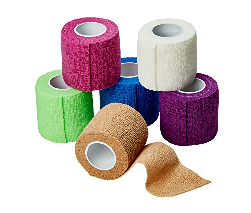 Book Cover MEDca Self Adherent Cohesive Wrap Bandages 2 Inches X 5 Yards 6 Count, FDA Approved (Rainbow Color)