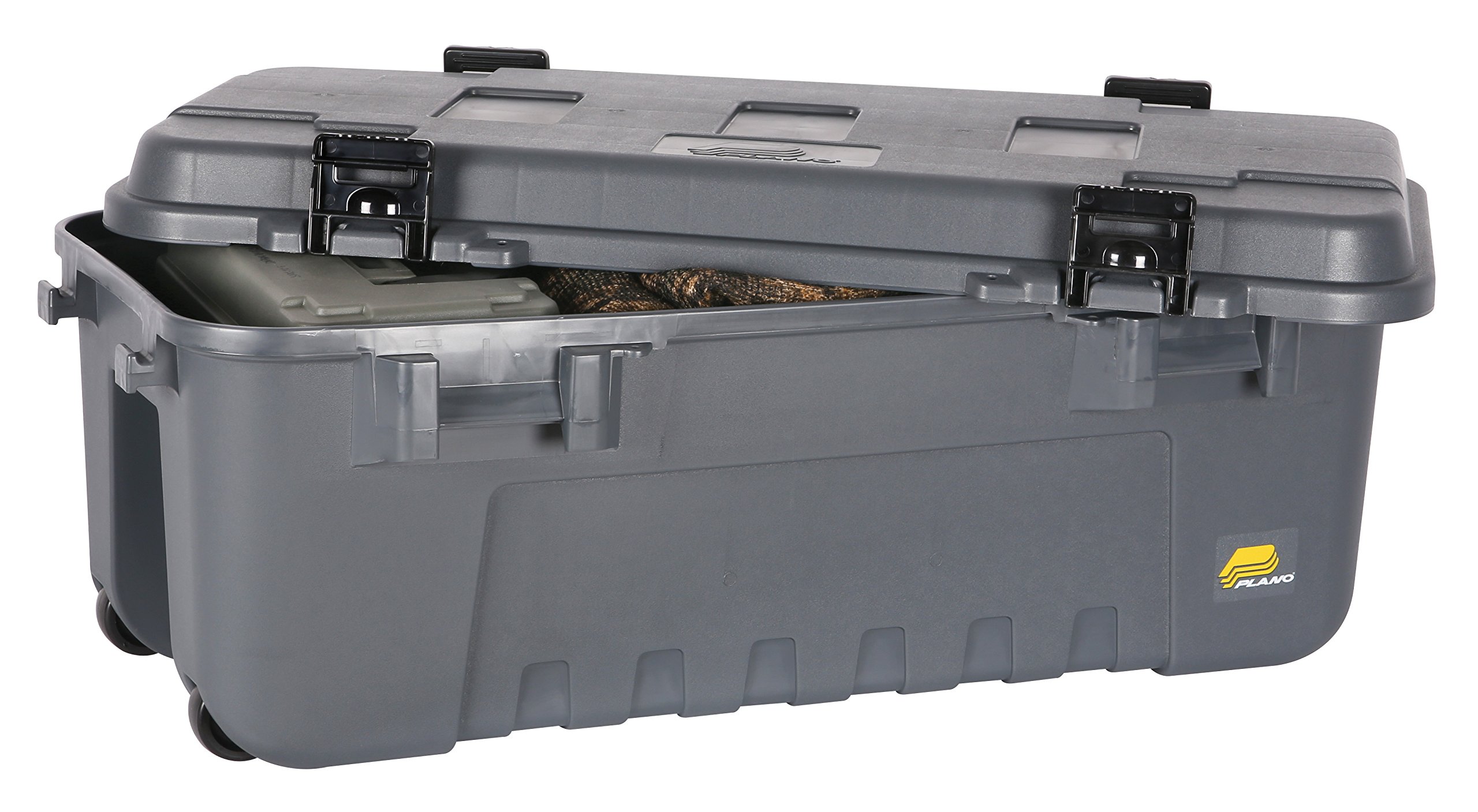 Plano Storage Trunk with Wheels, Gray, Lockable Storage Box, Airline Approved Sportsman Trunk, Hunting Gear and Ammunition Bin, Heavy-Duty Containers for Camping, 108-Quart w/ Wheels (1919)