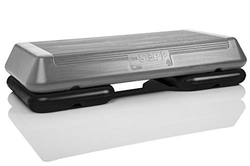 The Step (Made in USA) Original Aerobic Platform â€“ Circuit Size Grey Aerobic Platform and Original Black Risers
