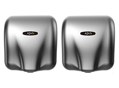 AjAir® (2 Pack) Heavy Duty Commercial 1800 Watts High Speed Automatic Hot Hand Dryer - Stainless Steel