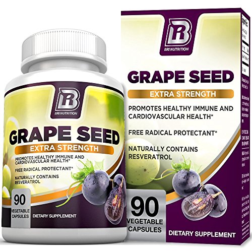 BRI Nutrition Grapeseed Extract - 95% Proanthocyanidins 400mg Servings - Strongest Standardized Extract On The Market - 90 Veggie Capsules