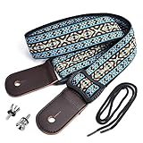 CLOUDMUSIC Tenor Concert Soprano Baritone Ukulele Strap Coloful Hawaii Floral Jacquard For Adult Size And Kids(Hawaiian Blue)