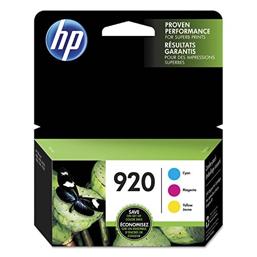 HP 920 | 3 Ink Cartridges | Cyan, Magenta, Yellow | Works with HP OfficeJet 6000, 6500, 7000, 7500 | CH634AN, CH635AN, CH636AN