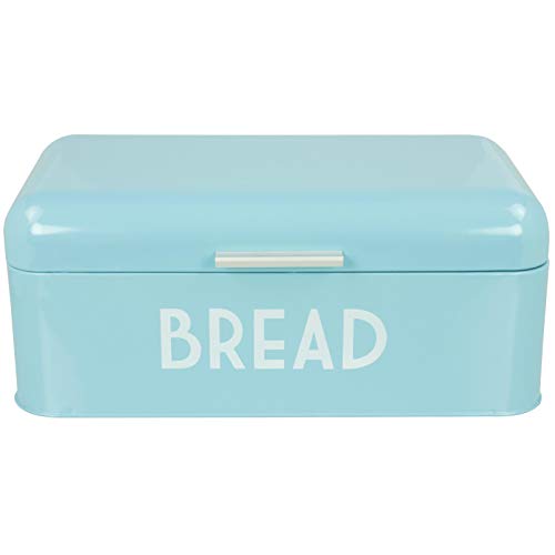 Book Cover Home Basics Grove Bread Box For Kitchen Counter Dry Food Storage Container, Bread Bin, Store Bread Loaf, Dinner Rolls, Pastries, Baked Goods & More, Retro Vintage Design, Turquoise