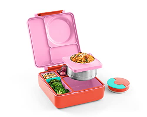 Book Cover OmieBox Bento Box for Kids - Insulated with Leak Proof Thermos Food Jar - 3 Compartments, Two Temperature Zones (Single) (Packaging May Vary)