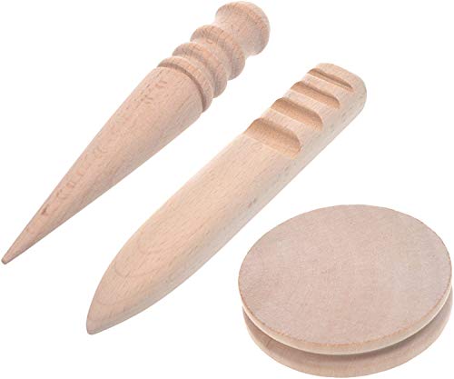 Armear Multi-size Solid Wood Leathercraft Edge Slicker Burnisher for Leather Tool