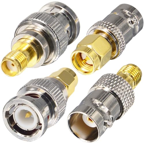 onelinkmore SMA to BNC Adapter Kits for SDR,Handheld Radios, Scanner,Walkie Talkie Adapters SMA Male Female to BNC Male Female RF Coaxial Adapter SMA to BNC Adapter Digikey Coax Connector 4 Pieces 4PCS