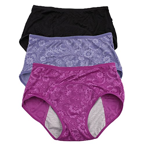YOYI FASHION Women Menstrual Period Briefs Jacquard Easy Clean Panties Multi Pack US Size XXS-4XL/11