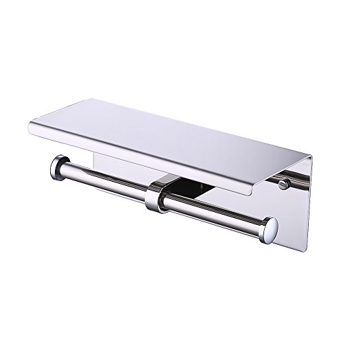 KES Dual Toilet Paper Holder RUSTPROOF Stainless Steel Bathroom Double Tissue Paper Towel Roll Holder Hanger Wall Mount Polished Finish, BPH201S2