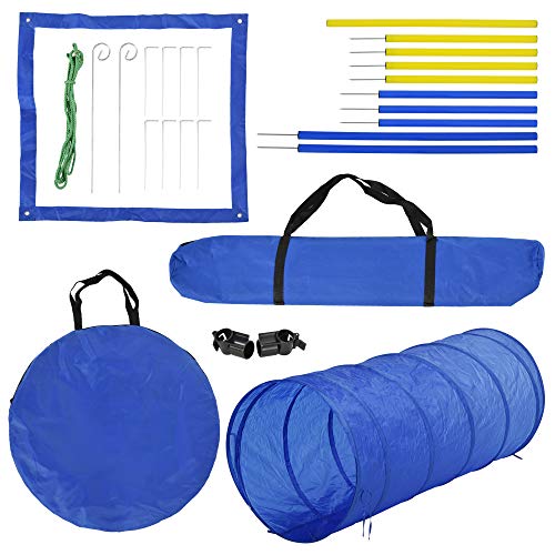 Book Cover PawHut 4PC Obstacle Dog Agility Training Course Kit Backyard Competitive Equipment- Blue/Yellow