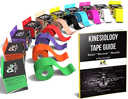 Physix Gear Kinesiology Tape Pro - Waterproof Physio Sports Tape for Pain & Injuries, Pregnancy, Muscle, Knee, Joint Support, Swelling, Strain Relief, Enhanced Blood Circulation (Red, 1 Roll)