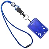 Top Loading Three ID Card Badge Holder with Heavy Duty Lanyard w/Detachable Metal Clip and Key Ring by Specialist ID, Sold Individually (One Holder / 3 Cards Inside) (Royal Blue)