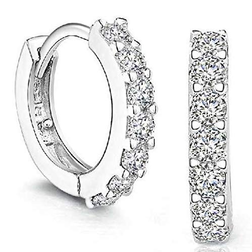 SANNYSIS 1Pair Beautiful Silvering Rhinestones Hoop Stud Earrings For Women-About Half an Inch