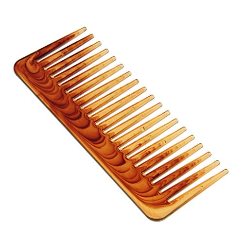 Greenery Luxury Amber Broadsword Wide Teeth Hair Detangling Healthy Comb Hairdressing Brush Handcraft with Handle, Christmas Gift-D