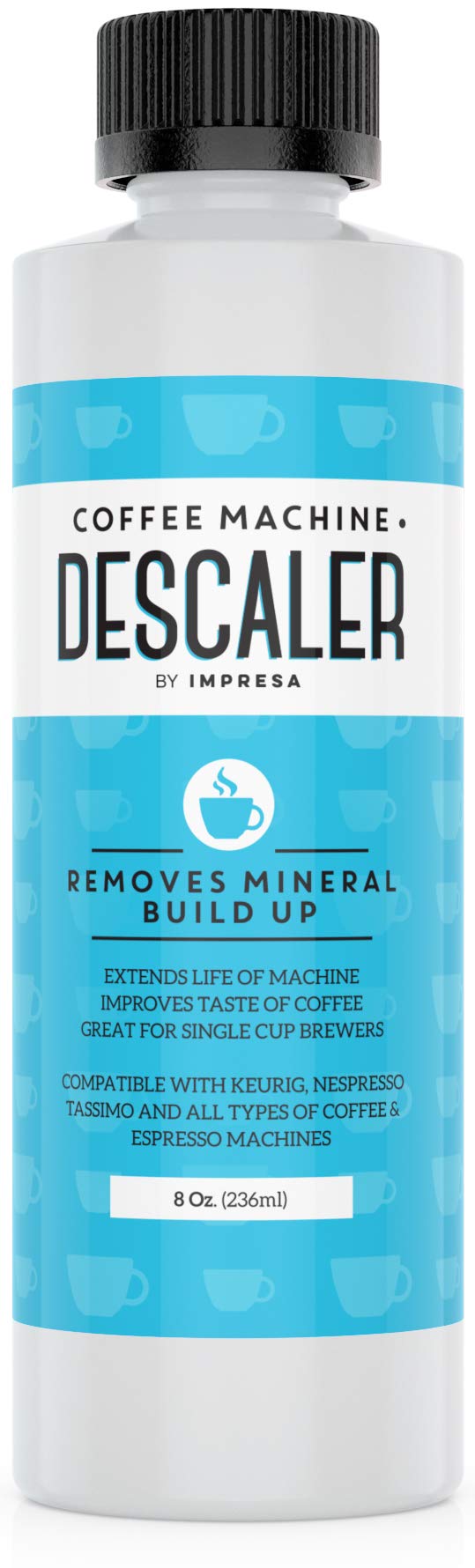 Book Cover Descaler (2 Uses Per Bottle) - Made in the USA - Universal Descaling Solution for Keurig, Nespresso, Delonghi and All Single Use Coffee and Espresso Machines