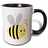 3dRose "Cute Cartoon Bumble Bee" Mug, 11 oz, Black