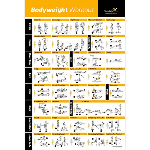 Bodyweight Exercise Poster - Total Body Workout - Personal Trainer Fitness Program - Home Gym Poster - Tones Core, Abs, Legs, Gluts & Upper Body - Improves Training Routine - 20"x30"