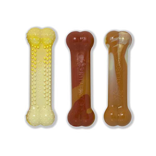Nylabone Power Chew Flavor Frenzy Bone Chew Toy for Dogs, Indestructible Chew Toys for Aggressive Chewers, Chicken Flavor, Small/Regular - Up to 25 Ibs. (3 Count)