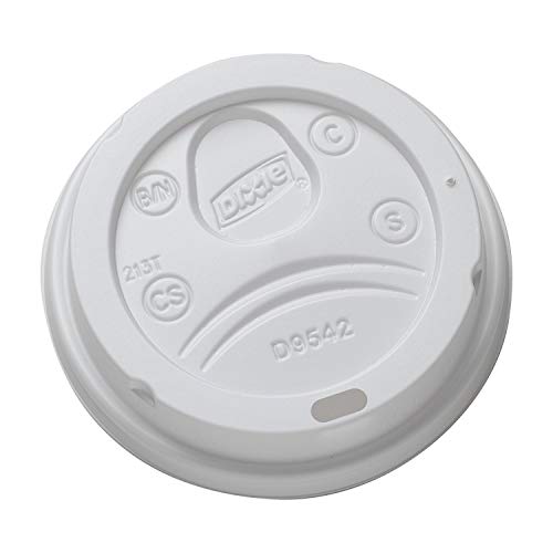 Book Cover Dixie D9542W Dome Lid for 10-16 Ounce PerfecTouch Cups and 12-20 Ounce Paper Hot Cups, White 100 Lids