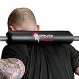 Dark Iron Fitness Barbell Pad w/Extra Thick Foam Padding, Non-Slip Hook & Loop Closure for Olympic Bars Weight Training Shoulder Neck Protection Support Squats Hip Thrusts Lunges, Black w/Brand Logo