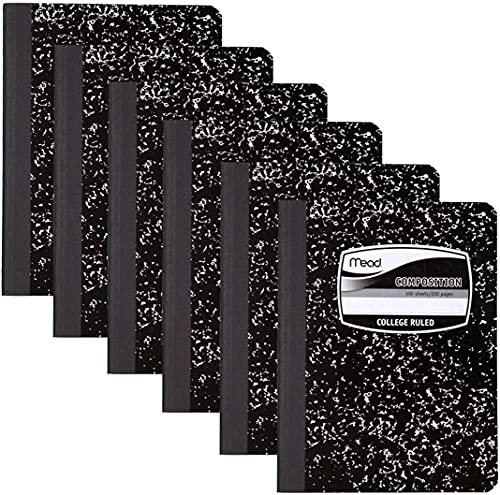 Mead 9932 Square Deal Composition Book, 100-Count, College Ruled, Black Marble (09932) 6 Pack