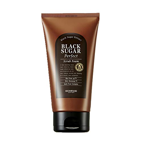 SKIN FOOD Black Sugar Perfect Scrub Foam 6.35 oz (180g) - Detoxifying Pore Scrub & Exfoliator Soft & Rich Bubble Facial Foam Cleanser, Removes Dead Skin Cells, Skin Smooth and Moisturizing