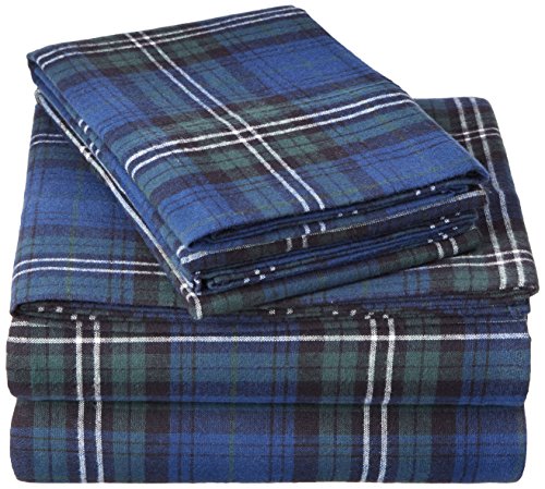Pinzon Plaid Flannel Bed Sheet Set - California King, Blackwatch Plaid