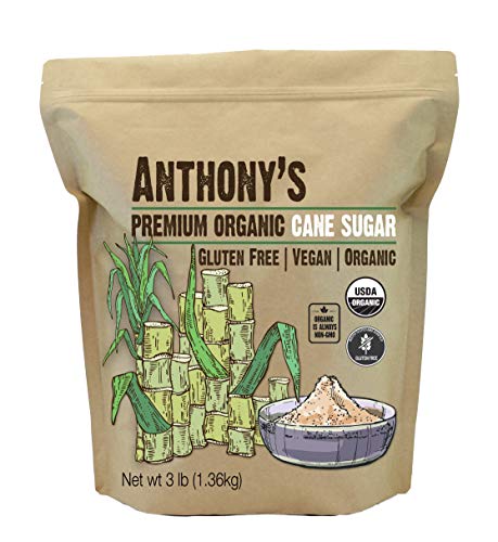 Book Cover Anthony's Organic Cane Sugar, 3 lb, Granulated, Gluten Free & Non GMO