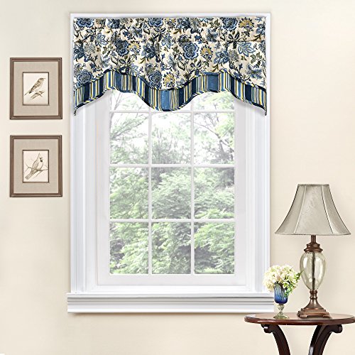 Book Cover WAVERLY Navarra Floral Pattern Scalloped Window Valance Curtains, 52