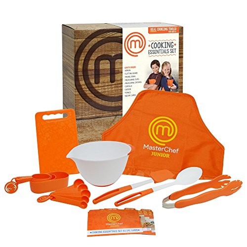 Book Cover MasterChef Junior Cooking Essentials Set - 9 Pc. Kit Includes Real Cookware for Kids, Recipes and Apron
