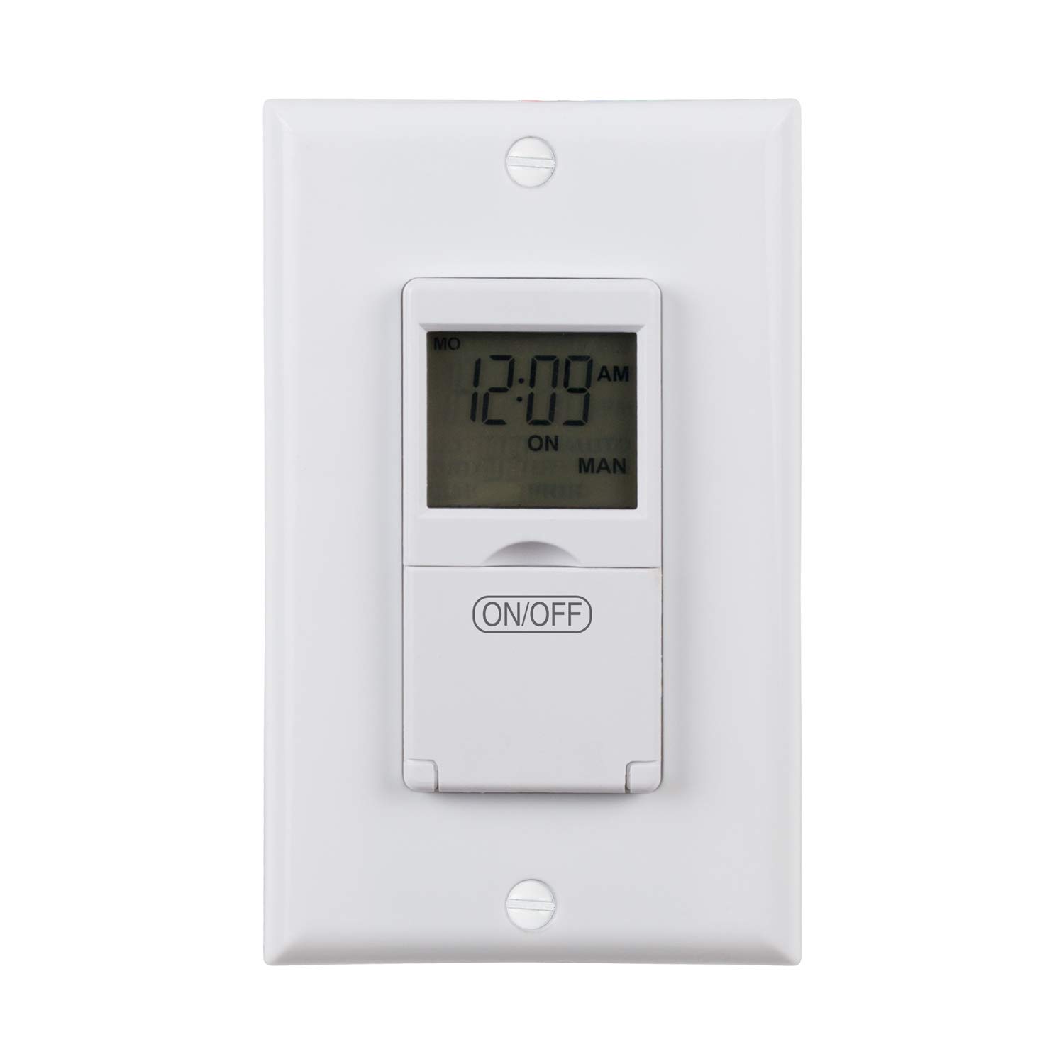 BN-Link 7 Day Programmable in-Wall Timer Switch for Lights, Fans and Motors, Single Pole and 3 Way (Compatible with SPDT) Both Use, Neutral Wire Required, White (No Backlight)