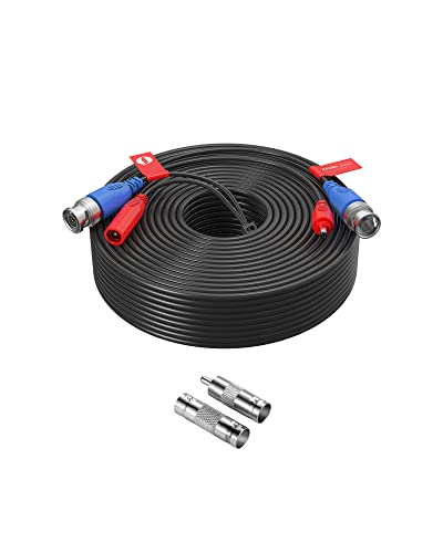 ZOSI 1 Pack 100ft (30 Meters) 2-in-1 Video Power Cable, BNC Extension Surveillance Camera Cables for Video Security Systems (Included 1X BNC Connectors and 1X RCA Adapters)