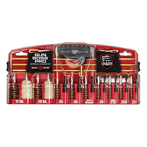 Real Avid Gun Boss Pro Universal - Cleaning Kit For All Guns 12 and 20 gauge shotguns, 45, 40, 357, 38, 380, 9MM, 30, 308, 7.62, 270, 7MM, 243, 260, 6.5MM, 223, 556 Model:AVGBPRO-U