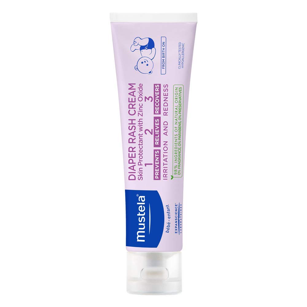 Mustela Baby Diaper Rash Cream 123 - Skin Protectant with Zinc Oxide - Fragrance Free & Paraben Free - with 98% Natural Ingredients - Various Packaging 1-Pack