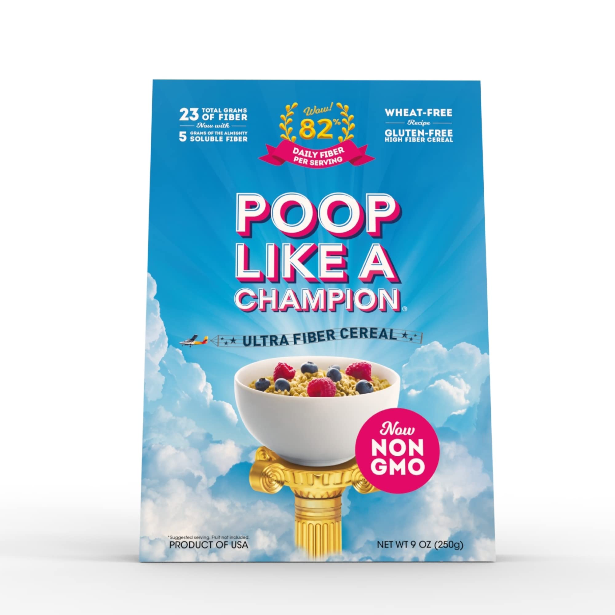 Book Cover Poop Like a Champion Healthy Choice Ultra High Fiber Cereal - A Low Carb Food, Keto Friendly Food & Fiber Supplement | Breakfast Essentials with Soluble Fiber, Insoluble Fiber & Psyllium Husk Powder Original 9 Ounce (Pack of 1)