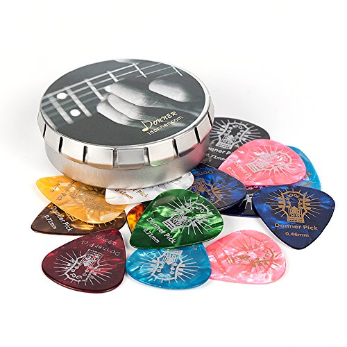 Book Cover Donner Celluloid Guitar Picks 16 Pack Includes Thin, Medium, Heavy & Extra Heavy Gauges